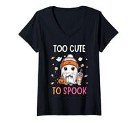 Mujer Cute Ghost Candy Halloween Too Cute To Spook Kids Toddler Camiseta Cuello V