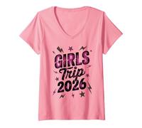 Mujer Cute Girls Trip 2026 Vacaciones Surfing Beach Travel Matching Camiseta Cuello V