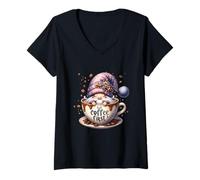 Mujer Cute GNOME Coffee Mug with Funny Saying But Coffee First Camiseta Cuello V