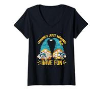 Mujer Cute Gnomes Just Wanna Have Fun For Girls Funny Traveling Camiseta Cuello V
