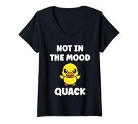 Mujer Cute Grumpy Duck Animal Funny Defiance Not in The Mood Camiseta Cuello V