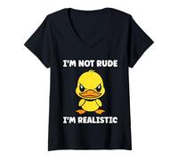 Mujer Cute Grumpy Duck Animal Funny Defiance Not Rude Camiseta Cuello V