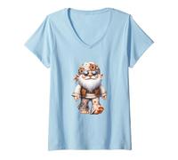 Mujer Cute Hippie Santa Barefoot In Flower Power Outfit For Summer Camiseta Cuello V