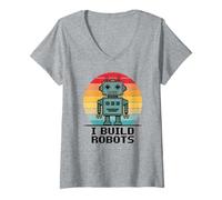 Mujer Cute I Build Robots Robótica Ingeniería Futuro Equipo Build Camiseta Cuello V
