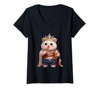 Mujer Cute Ice Cream King Royal Animal Postre para Dulce L Camiseta Cuello V