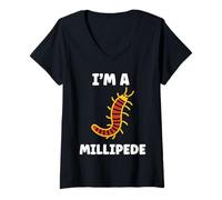 Mujer Cute Insect Centipede Minimalist Simple I'm a Millipede Camiseta Cuello V