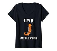 Mujer Cute Insect Centipede Minimalist Simple I'm a Millipede Camiseta Cuello V
