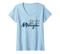 Mujer Cute Just A Girl Who Loves Michigan, Women's Girls Fun Camiseta Cuello V