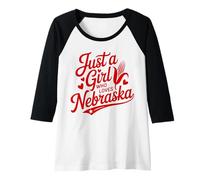 Mujer Cute Just A Girl Who Loves Nebraska, Women's Girls Nebraska Camiseta Manga Raglan