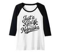 Mujer Cute Just A Girl Who Loves Nebraska, Women's Girls Tween Camiseta Manga Raglan