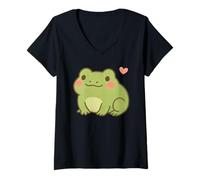 Mujer Cute Kawaii Frog Adorable Amphibian Animal, Lover Cottagecor Camiseta Cuello V