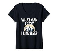 Mujer Cute Kawaii Panda, What Can I Say? I Like Sleep Camiseta Cuello V