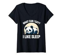 Mujer Cute Kawaii Panda, What Can I Say? I Like Sleep Camiseta Cuello V