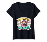 Mujer Cute Kindness Ninja Be Kind To Others Niños Niñas Bonito Camiseta Cuello V