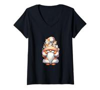 Mujer Cute Kitten Gnome Grandpa For Cat Mom And Dad Who Love Cats Camiseta Cuello V