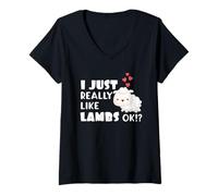 Mujer Cute Lamb Gift I Just Really Like Lambs Ok? Camiseta Cuello V