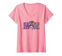 Mujer Cute Leopard Messy Bun Mom Design For Women and Mothers Day Camiseta Cuello V
