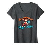 Mujer Cute Life Happens, Dogs Help!, Dog and Puppy Lover Camiseta Cuello V