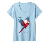 Mujer Cute Little Ghost Riding a Parrot Pet Halloween Kids Toddler Camiseta Cuello V
