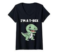 Mujer Cute little minimalist tyrannosaurus dinosaur i'm a t-rex Camiseta Cuello V