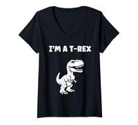Mujer Cute little minimalist tyrannosaurus dinosaur i'm a t-rex Camiseta Cuello V
