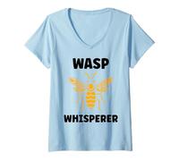 Mujer Cute Little wasp Funny Minimalist Simple Whisperer wasp Camiseta Cuello V