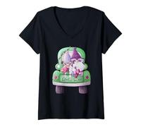 Mujer Cute Mardi Gras Truck For Women with Funny Carnival Gnomes Camiseta Cuello V
