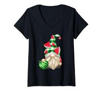 Mujer Cute Melon Fruit Lover For GNOME Lover Watermelon GNOME Camiseta Cuello V