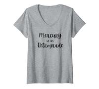 Mujer Cute Mercury está en Broma retrógrada Divertida del horóscopo de la astrología Camiseta Cuello V