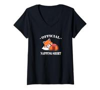 Mujer Cute Official Napping Shirt Red Panda Lover Camiseta Cuello V