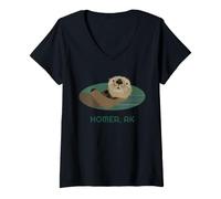 Mujer Cute Otter Homer, Alaska Coast Resident Camiseta Cuello V