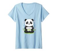 Mujer Cute Panda Bear Baby Panda Giant Animal Camiseta Cuello V