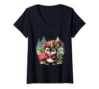 Mujer Cute Penguin Christmas Happy Holidays Men Women Kids Camiseta Cuello V