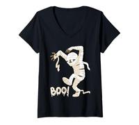Mujer Cute Pink Halloween Spooky Mummy Boo! Mujeres Niñas Niños Camiseta Cuello V