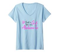 Mujer Cute Pink Just a Girl Who Loves Alabama Cute Alabama Girl Camiseta Cuello V