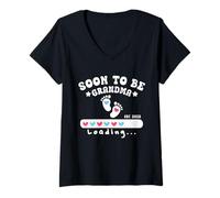 Mujer Cute Promoted to Grandma Soon to be Grandma EST 2025 Loading Camiseta Cuello V