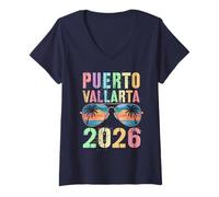 Mujer Cute Puerto Vallarta 2026 Vacaciones Surfing Trip Matching BFF Camiseta Cuello V