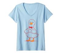 Mujer Cute Romantic Goose Heart Love Camiseta Cuello V