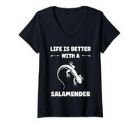 Mujer Cute Salamanders Simple Life Better with a Salamander Camiseta Cuello V