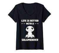 Mujer Cute Salamanders Simple Life Better with a Salamander Camiseta Cuello V
