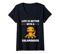 Mujer Cute Salamanders Simple Life Better with a Salamander Camiseta Cuello V