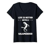 Mujer Cute Salamanders Simple Life Better with a Salamander Camiseta Cuello V