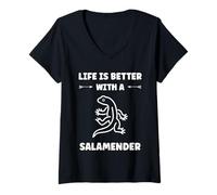 Mujer Cute Salamanders Simple Life Better with a Salamander Camiseta Cuello V