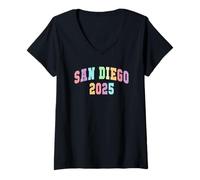 Mujer Cute SAN DIEGO 2025 Vacation Surf Trip Familia Camiseta Cuello V