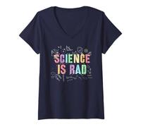 Mujer Cute Science Is RAD Stem Crew Teacher Think Stud Tech Camiseta Cuello V