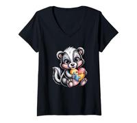 Mujer Cute Skunk - Rompecabezas de Conciencia sobre el Autismo Camiseta Cuello V