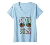 Mujer Cute South Padre Island Vacation 2026 Viaje Vacaciones Camiseta Cuello V