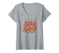 Mujer Cute Stay Sober NA Logro de sobriedad Familiar Celebra a mamá Camiseta Cuello V