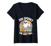 Mujer Cute Summerween Ghost Funny Beach Halloween Camiseta Cuello V