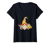 Mujer Cute Teacher GNOME with Big Yellow Bus For School Bus Driver Camiseta Cuello V